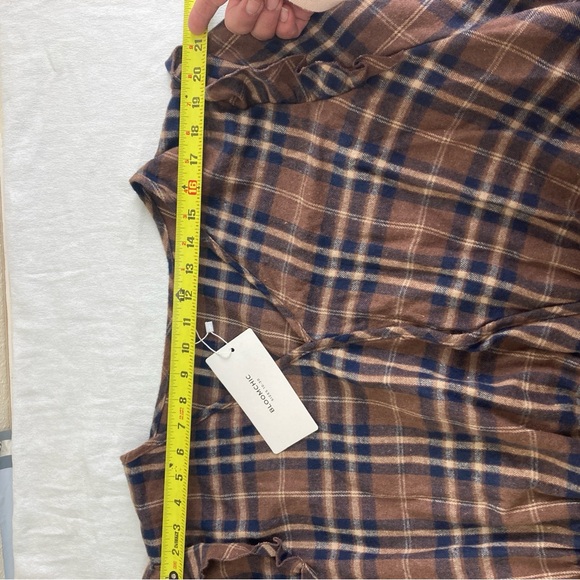Bloomchic plaid blouse long sleeve brown Sz 30 Oversized - Picture 8 of 16